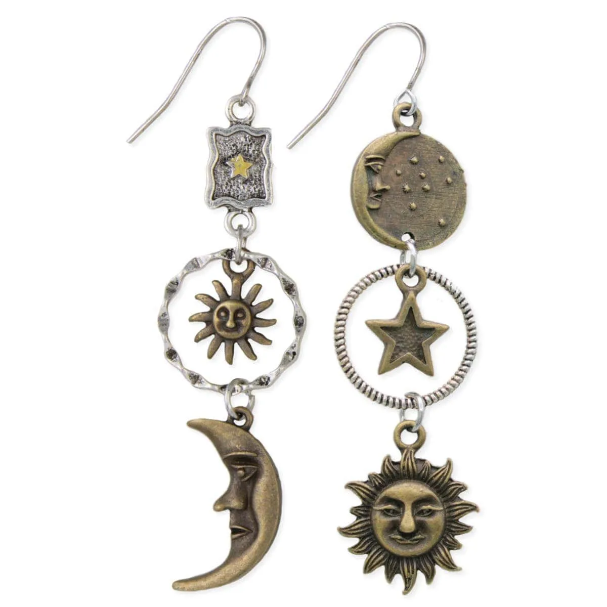 Celestial Dream Linear Sun Moon Earrings sold by Haystacks product image thumbnail 2