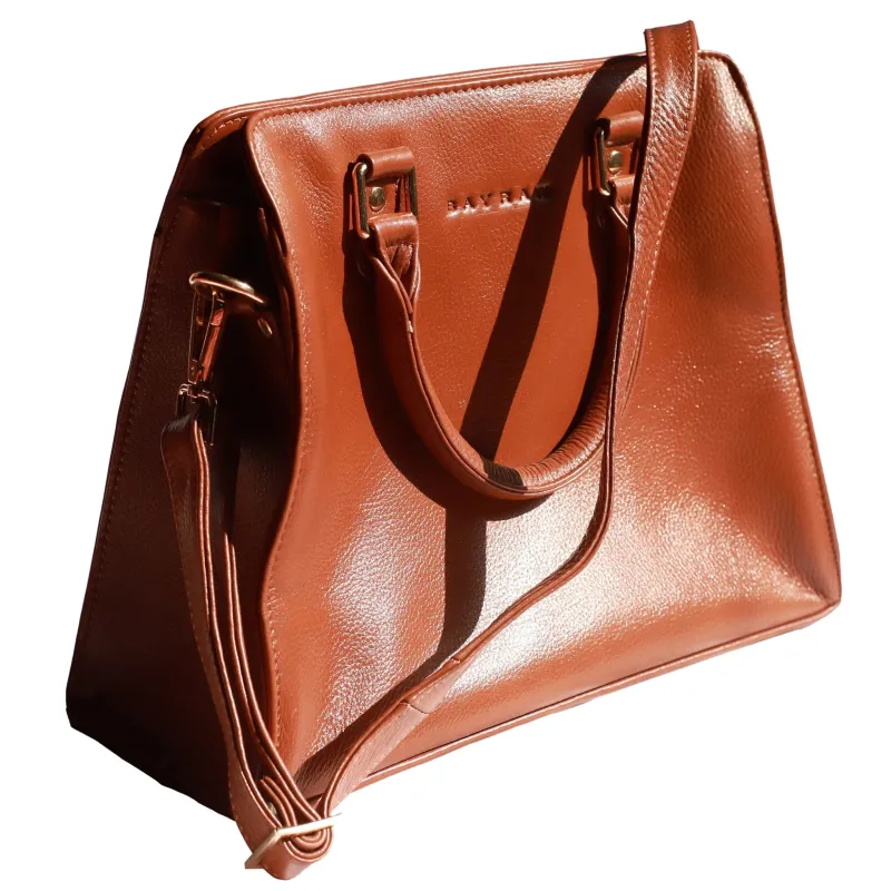 Leather Ziptop Grab Handbag sold by BAYRAW