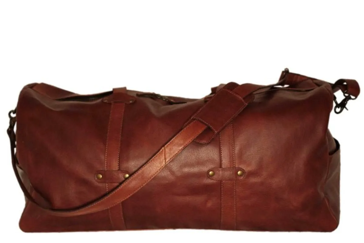 Large Leather Duffel Bag made by BAYRAW