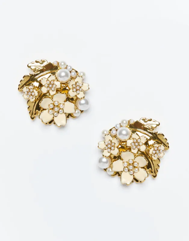 Gilded Sampaguita Cluster Earrings made by MESTIZA