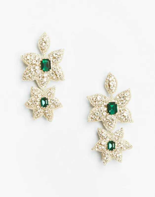 Emerald Blossom Drop Earrings made by MESTIZA