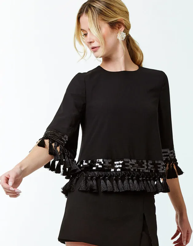 Shimmy Shimmy Tassel Top sold by MESTIZA