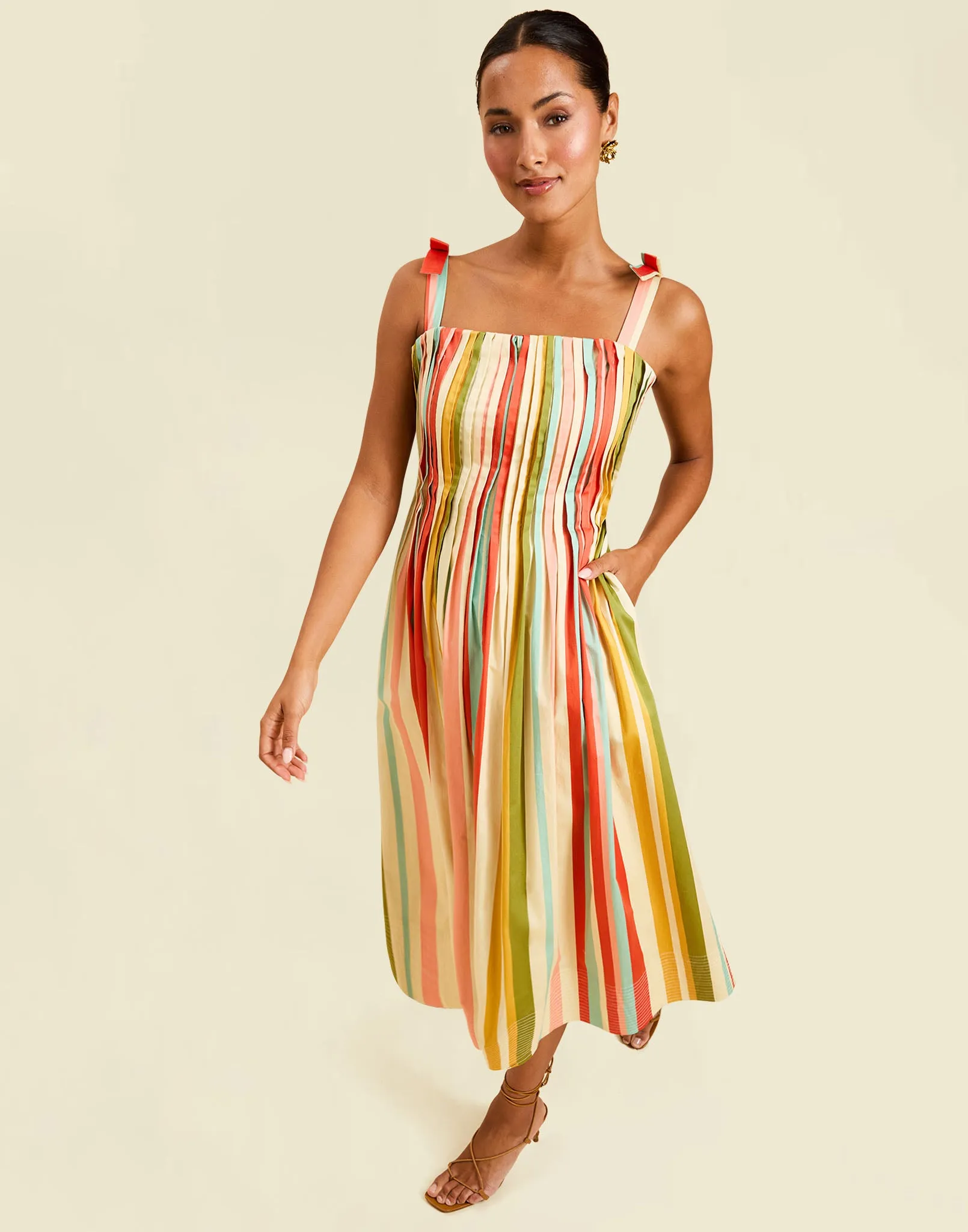 Pre-Order - Anais Pintuck Midi Dress sold by MESTIZA