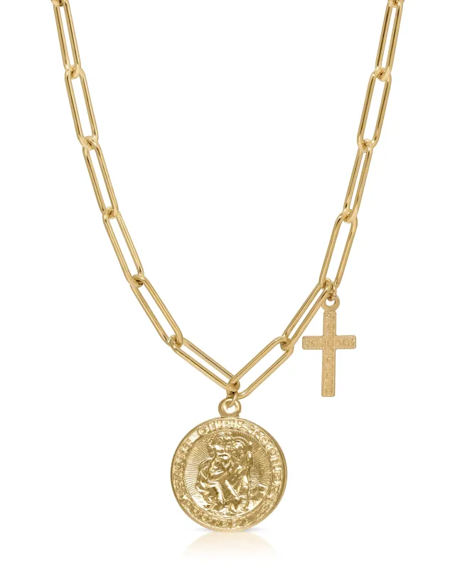 Saint Christopher with Cross Necklace sold by KOZAKH