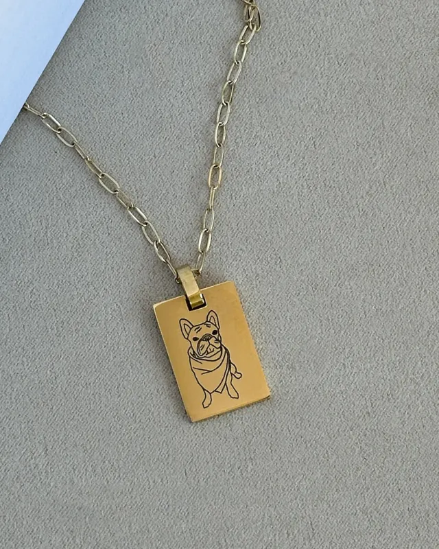 Pet Charm Necklace - Large Rectangle made by KOZAKH