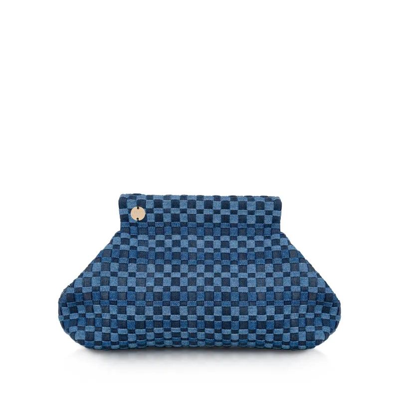 Lilis Denim Frame Clutch sold by Stelar