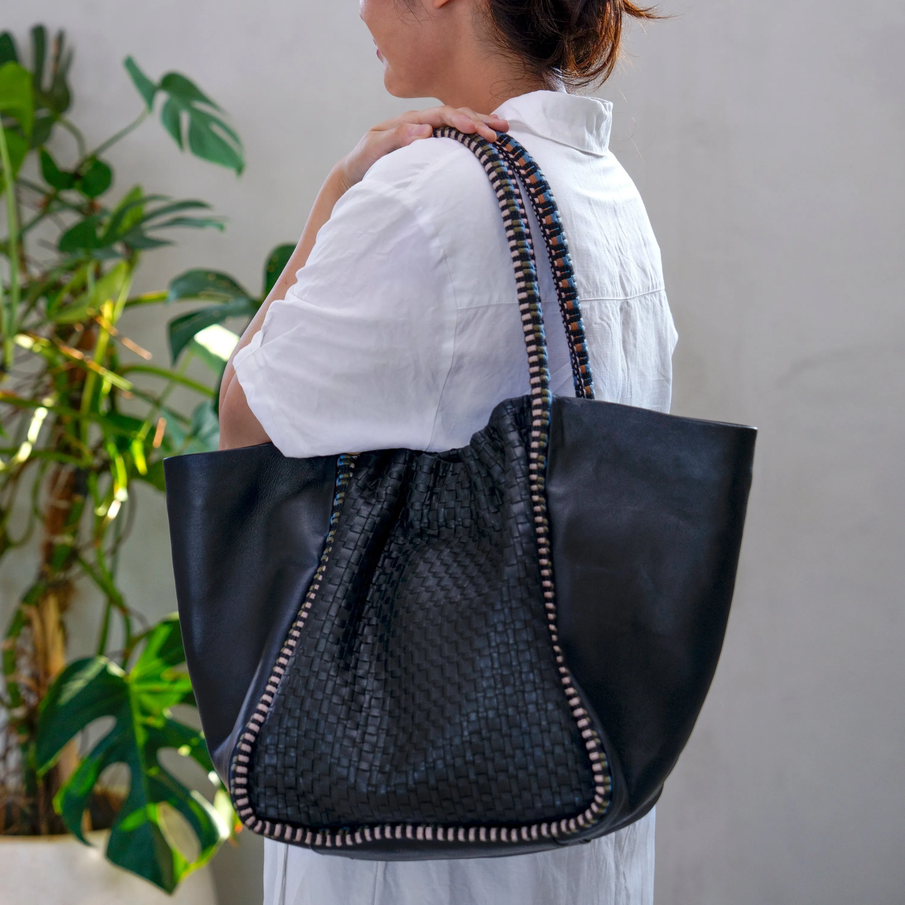 Negara Gathered Leather Tote Bag sold by Stelar product image thumbnail 2