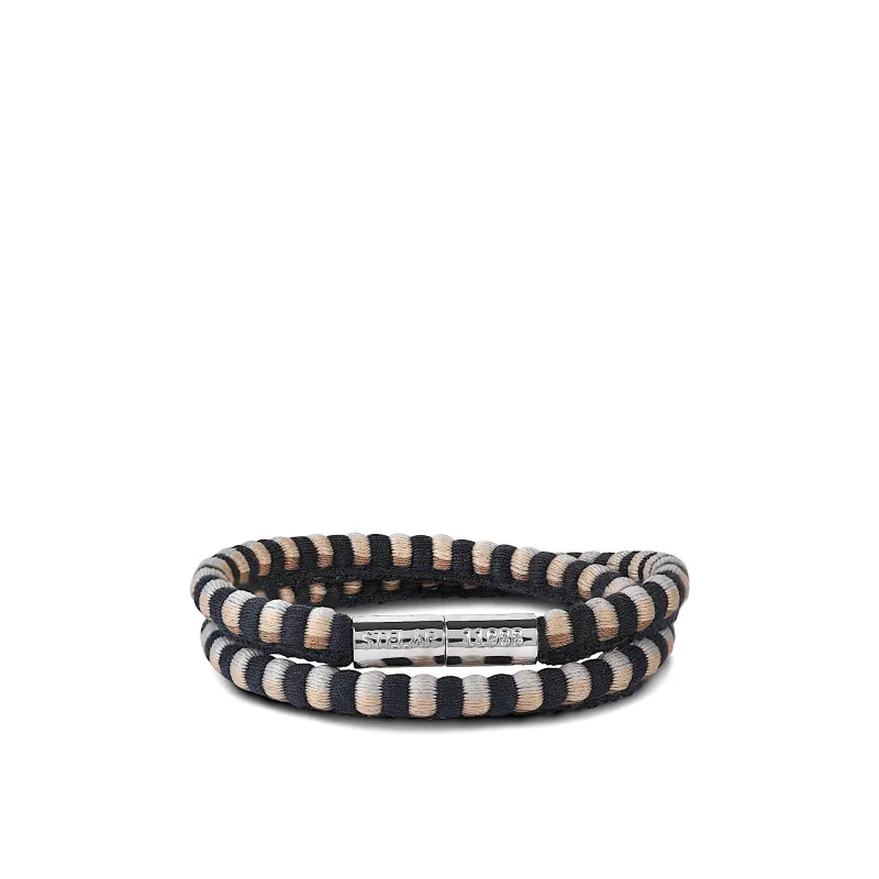Teman Double Leather Bracelet – Liquorice sold by Stelar