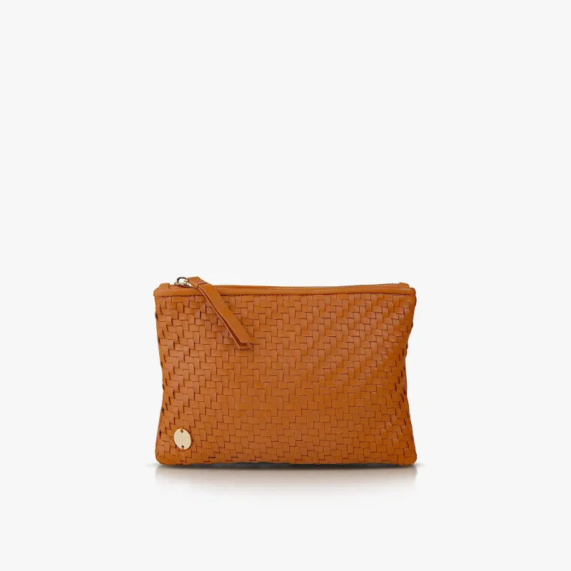 Hal Travel Pouch – Handwoven Nappa Leather & Cotton Canvas (Bracken) sold by Stelar