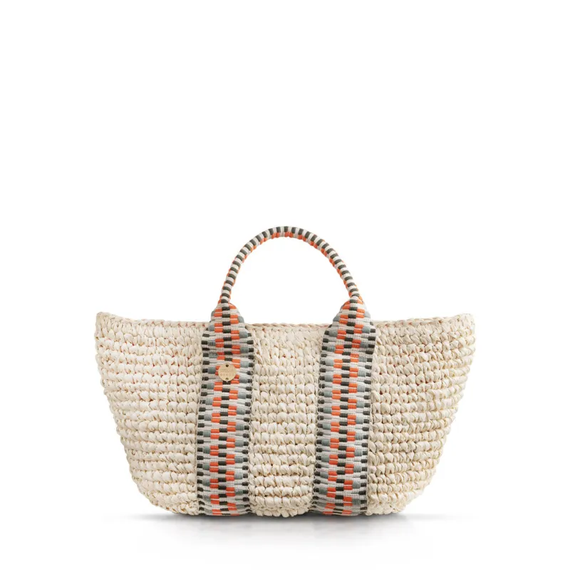 Gili Raffia Tote Bag – Natural with Hot Orange sold by Stelar