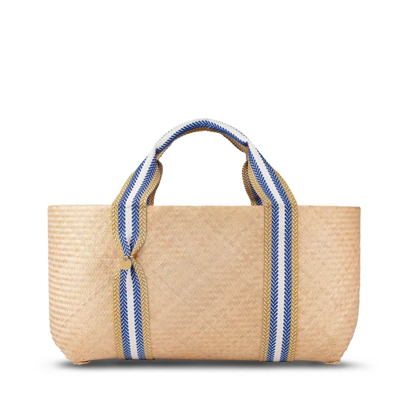 Mentawai Large Bamboo Tote Bag – Blue Stripe made by Stelar