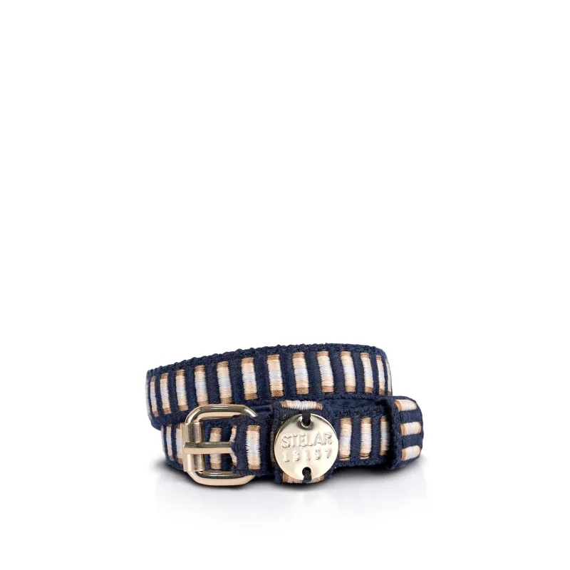 Sunda Slim Jacquard Belt - Olive Stripe made by Stelar