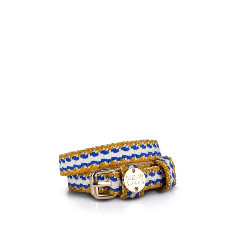 Sunda Slim Jacquard Belt - Blue Stripe made by Stelar