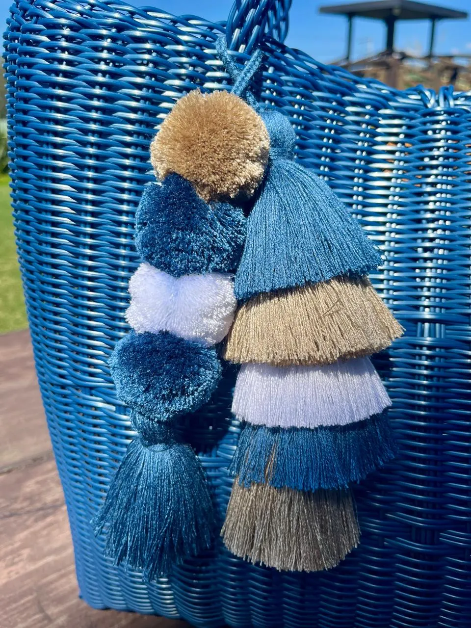 Flair Pom | Fog Blue + Beige + White sold by The Lilley Line product image thumbnail 3