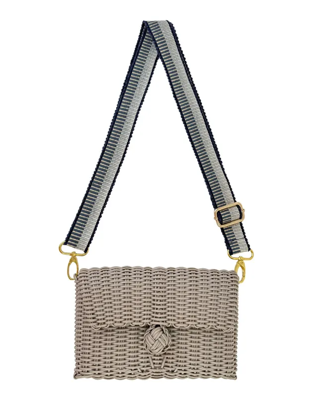 Woven Adjustable Strap in Fog Blue / Putty + Clutch sold by The Lilley Line