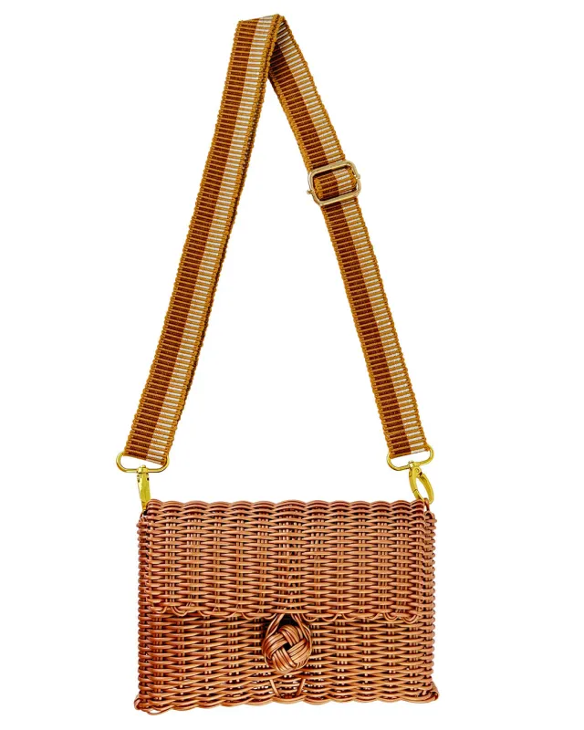 Woven Adjustable Strap in Cinnamon / White + Clutch sold by The Lilley Line