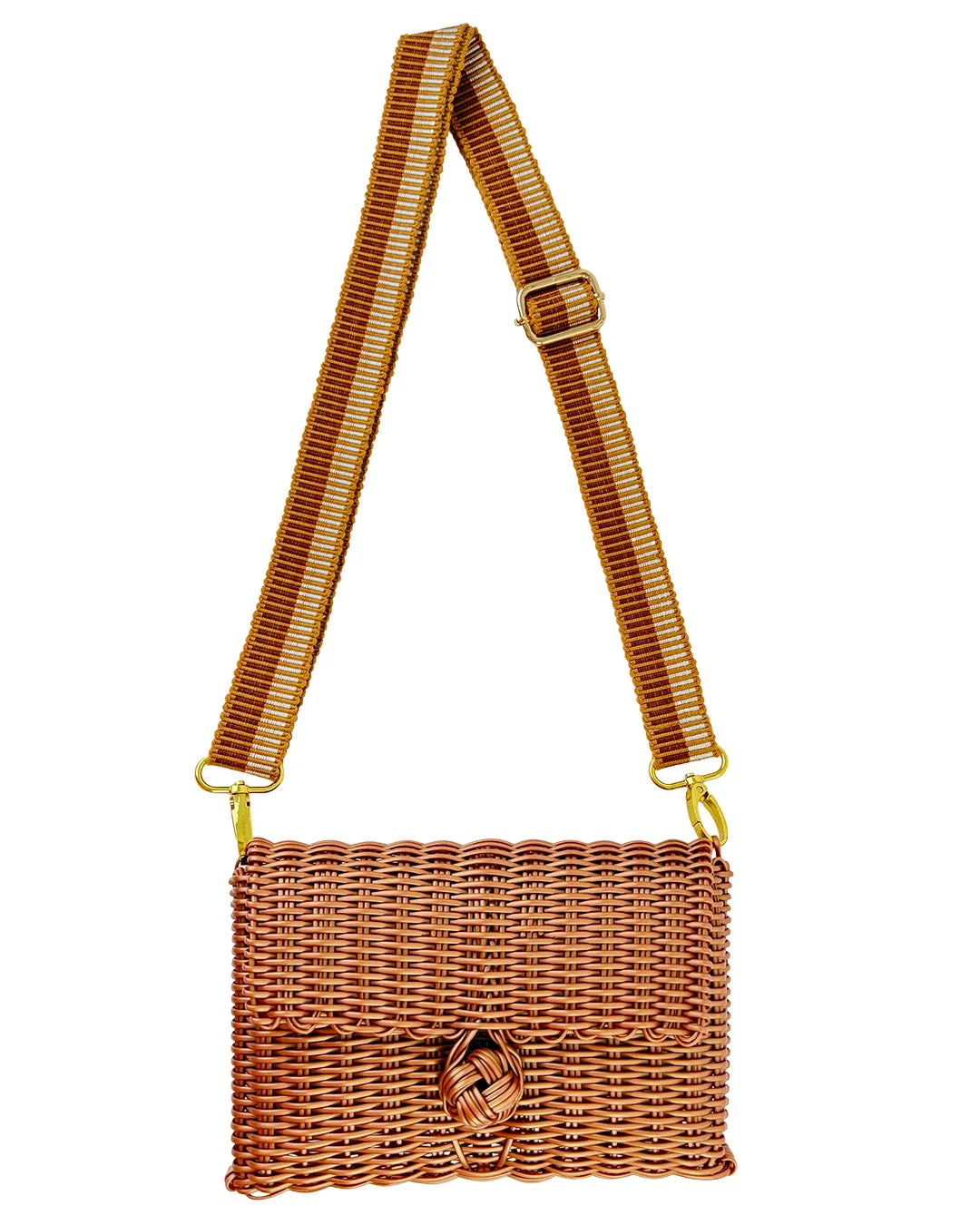 Woven Adjustable Strap in Cinnamon / White + Clutch sold by The Lilley Line