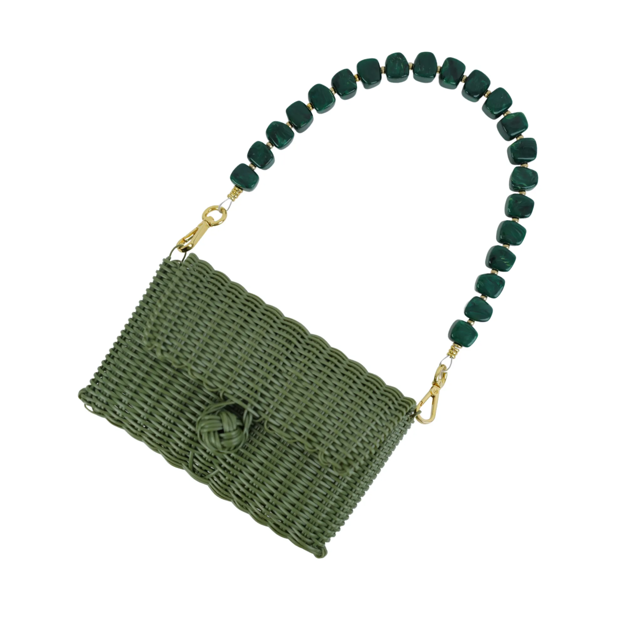 Pochette | Midnight Malachite Stones in Olive Green sold by The Lilley Line