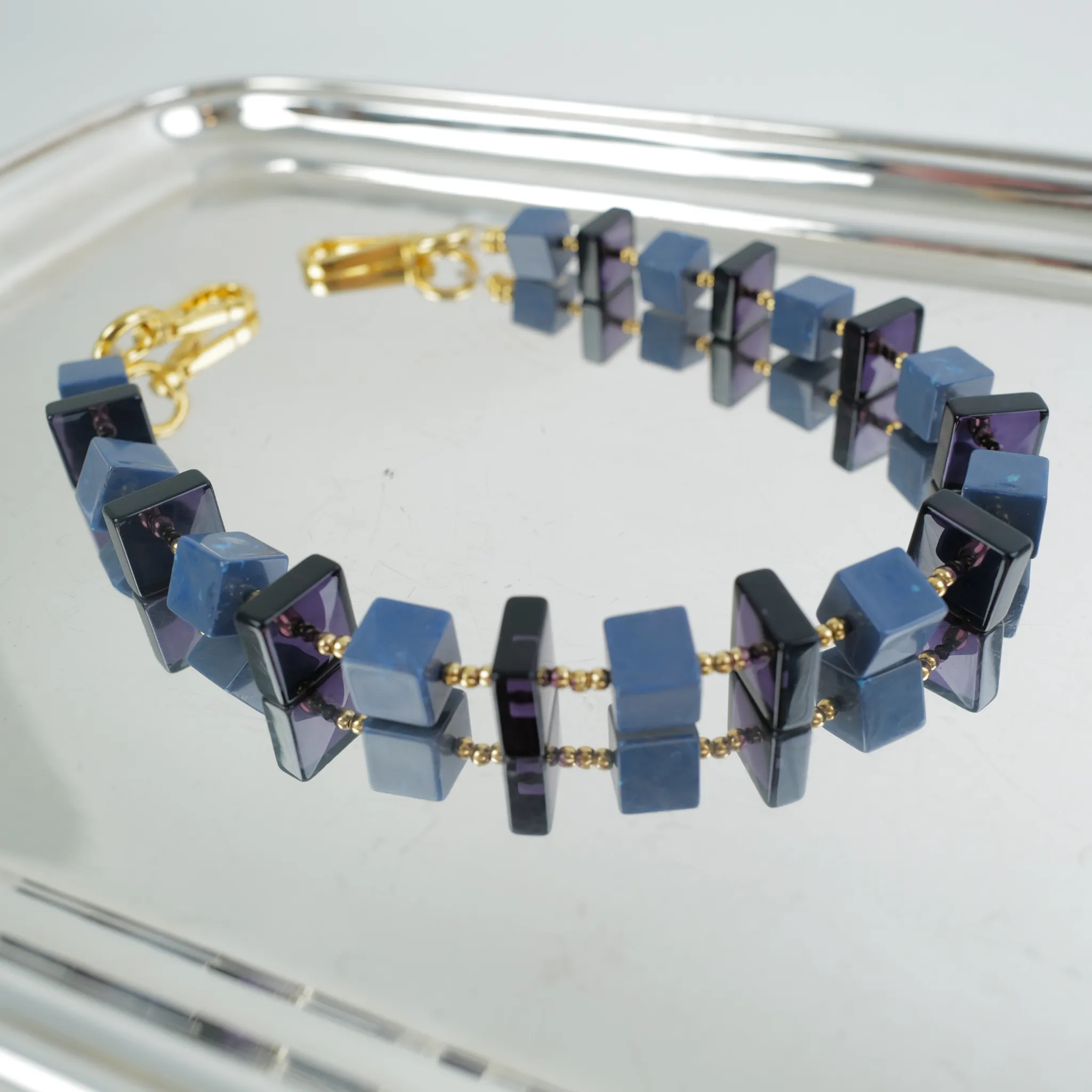 Pochette | Indigo Marble Cubes in Putty sold by The Lilley Line product image thumbnail 5