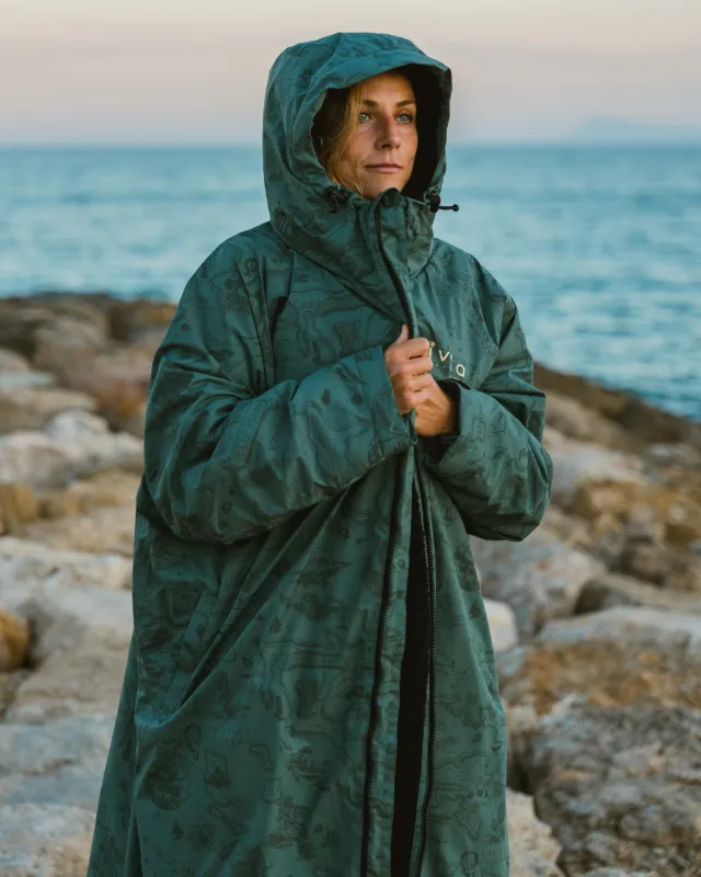 All Weather Sherpa Changing Robe - Wilderness Green Map of Dreams sold by Vivida Lifestyle
