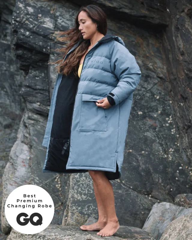 All Weather Puffer Changing Robe - Mineral Blue made by Vivida Lifestyle
