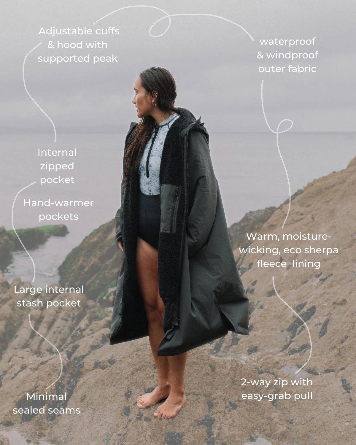 All Weather Sherpa Changing Robe - Fossil Grey sold by Vivida Lifestyle product image thumbnail 3