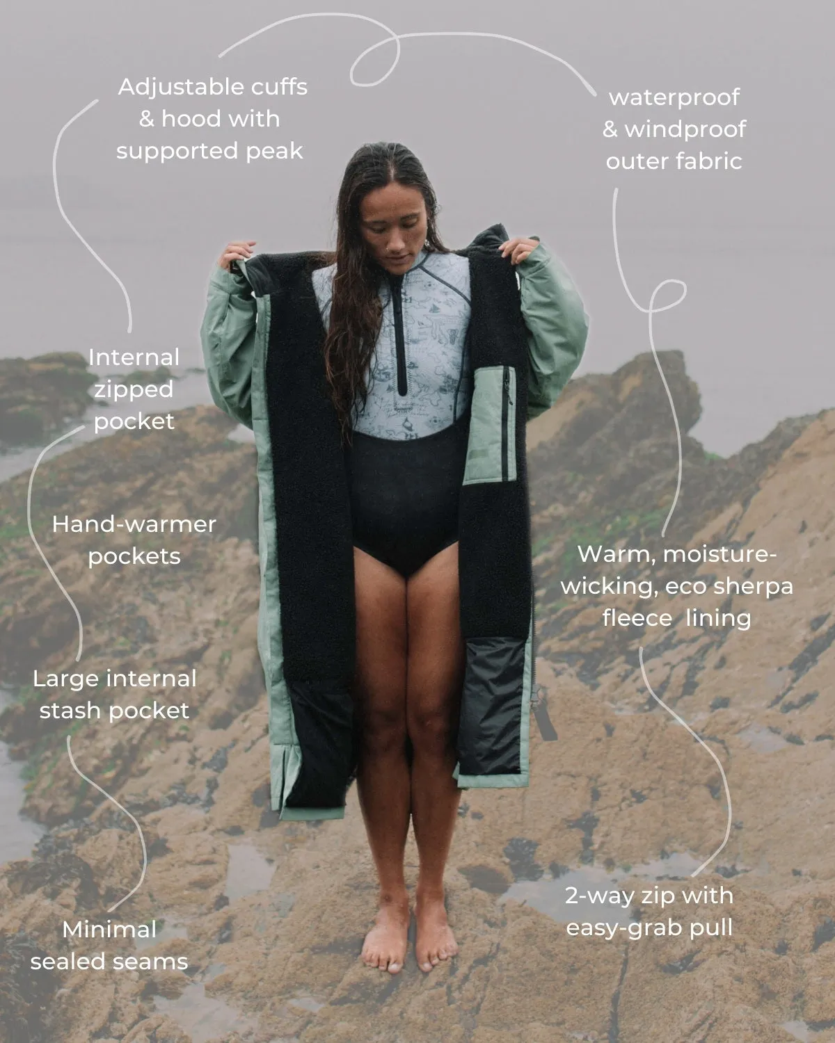 All Weather Sherpa Changing Robe - Aventurine Green sold by Vivida Lifestyle product image thumbnail 3