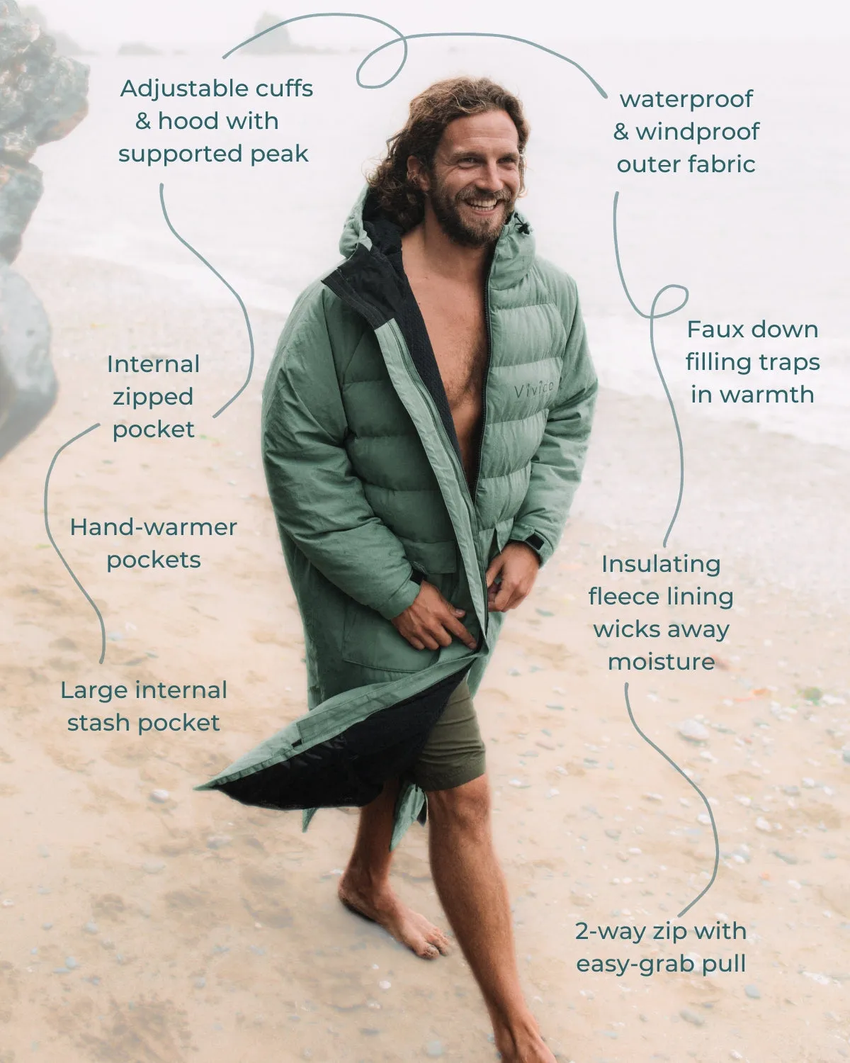 All Weather Puffer Changing Robe - Aventurine Green sold by Vivida Lifestyle product image thumbnail 3