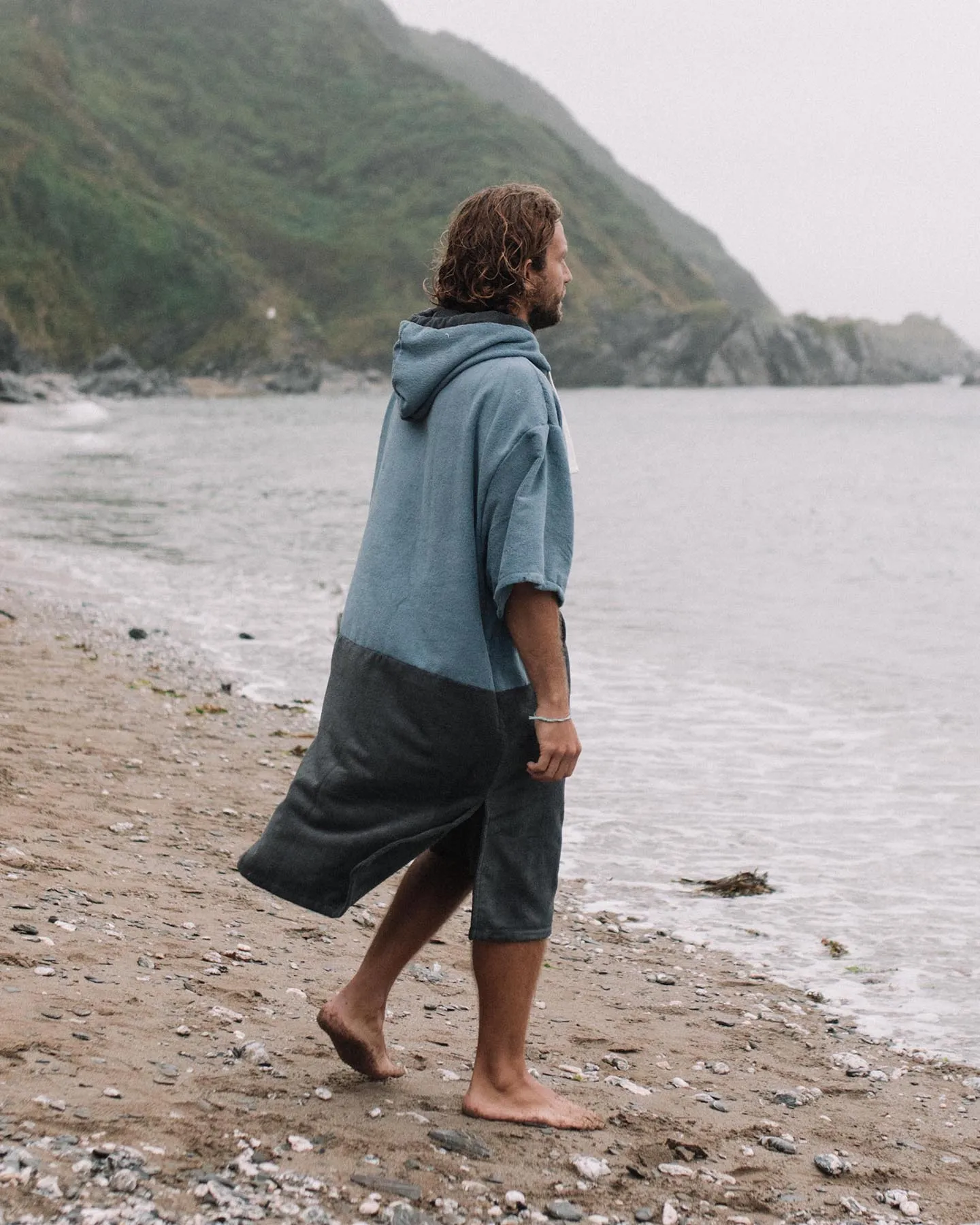 Original Blue / Grey Poncho Towel Changing Robe - Mineral Blue / Anthracite Grey sold by Vivida Lifestyle product image thumbnail 4