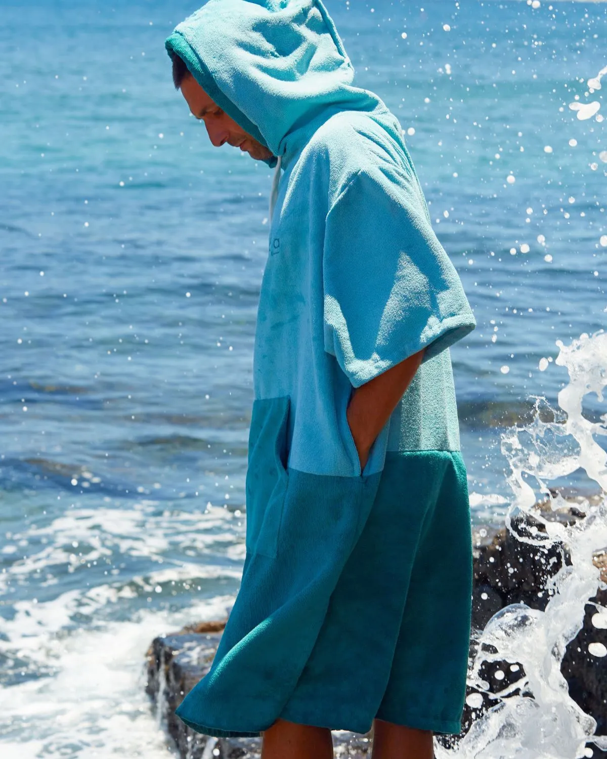 Original Poncho Towel Changing Robe - Turquoise Teal / Pacific Teal sold by Vivida Lifestyle product image thumbnail 5