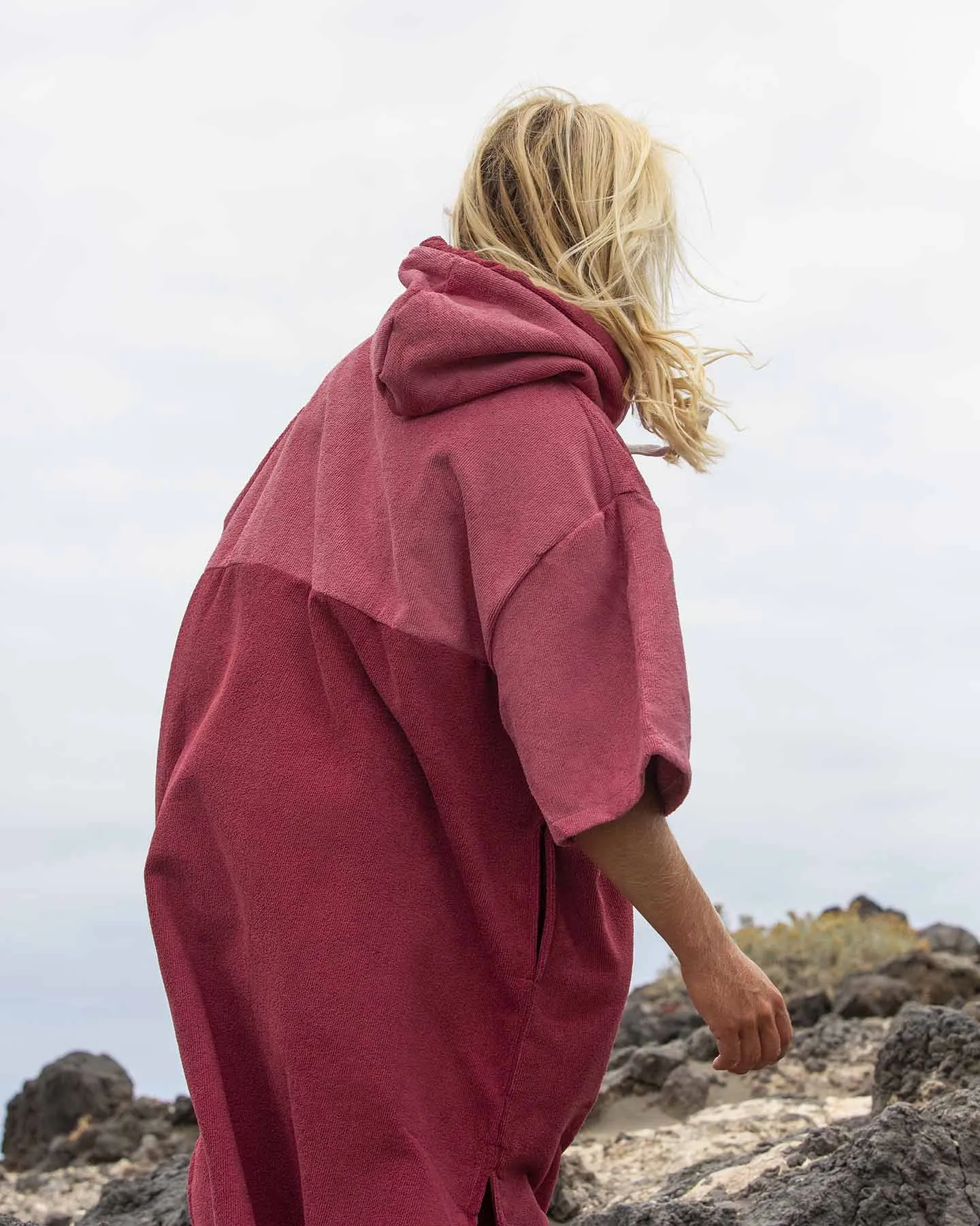 Original Poncho Towel Changing Robe - Blossom Pink / Rhubarb Red sold by Vivida Lifestyle product image thumbnail 5
