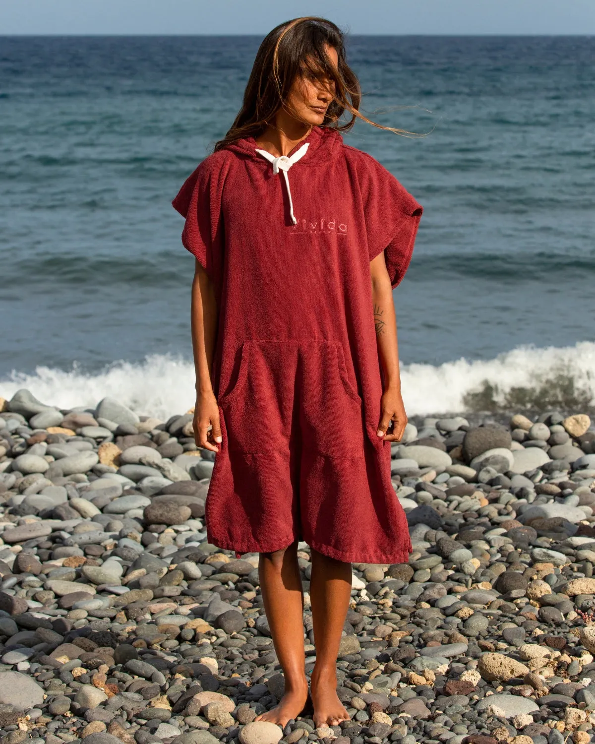Essential Poncho Towel Changing Robe - Rhubarb Red sold by Vivida Lifestyle