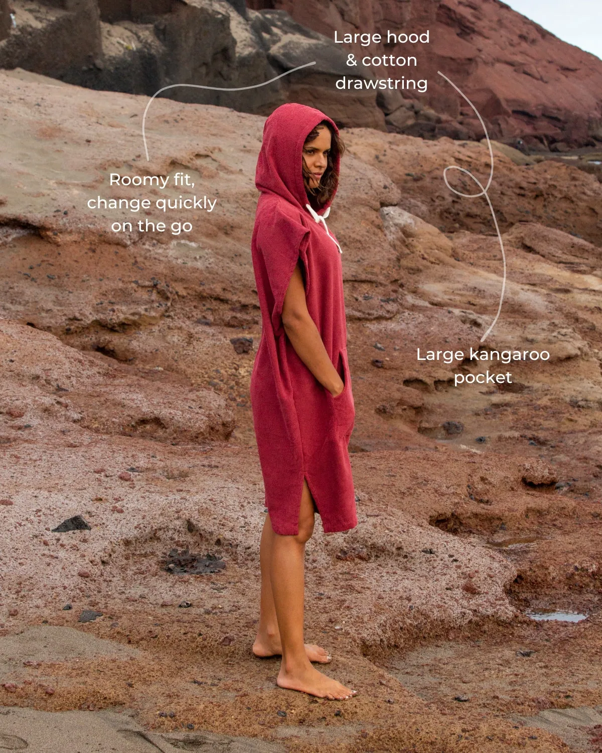 Essential Poncho Towel Changing Robe - Rhubarb Red sold by Vivida Lifestyle product image thumbnail 3