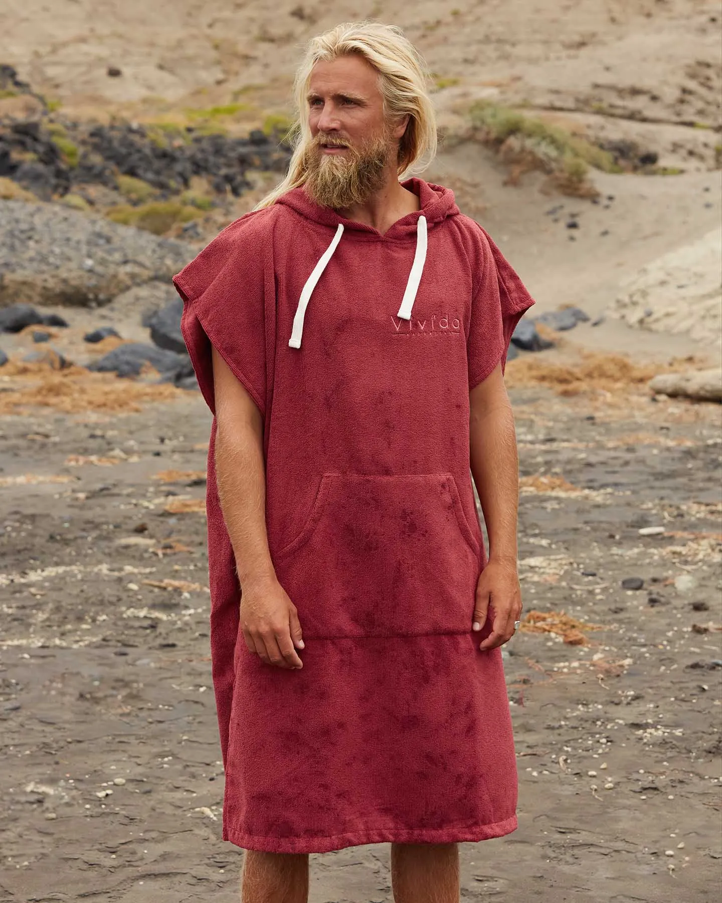 Essential Poncho Towel Changing Robe - Rhubarb Red sold by Vivida Lifestyle product image thumbnail 2