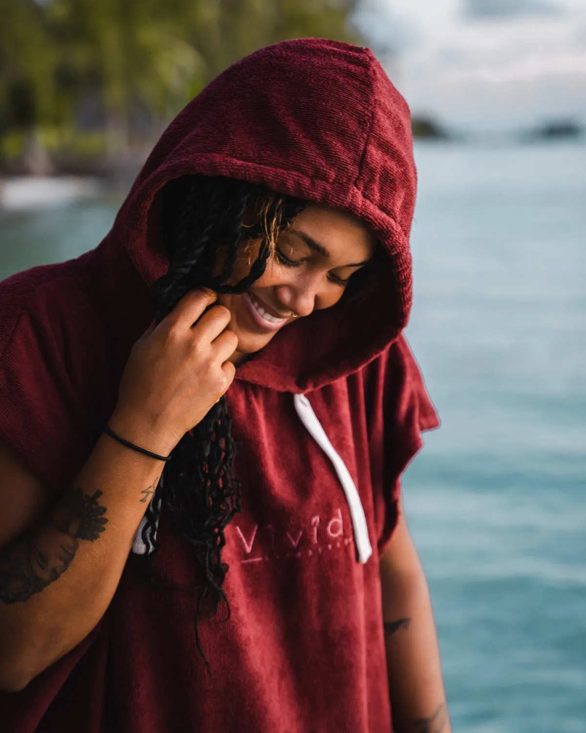 Essential Poncho Towel Changing Robe - Rhubarb Red sold by Vivida Lifestyle product image thumbnail 5