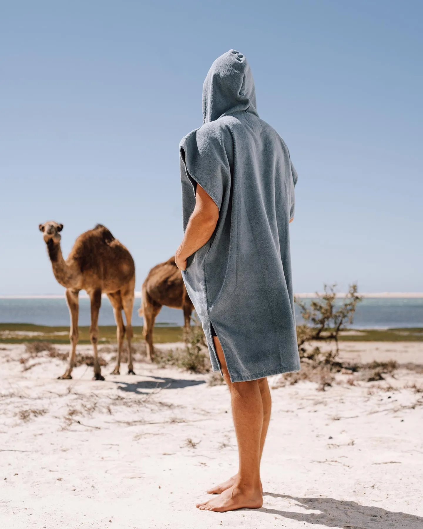 Essential Poncho Towel Changing Robe - Mineral Blue sold by Vivida Lifestyle product image thumbnail 4