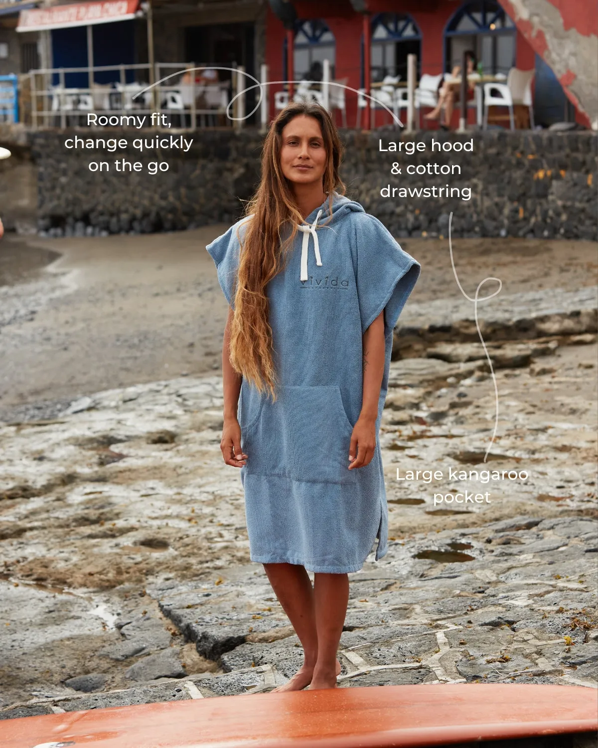 Essential Poncho Towel Changing Robe - Mineral Blue sold by Vivida Lifestyle product image thumbnail 3