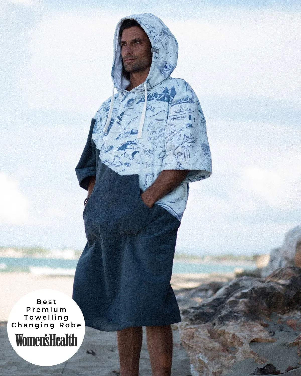 Premium Poncho Towel Changing Robe - Map of Dreams sold by Vivida Lifestyle product image thumbnail 2