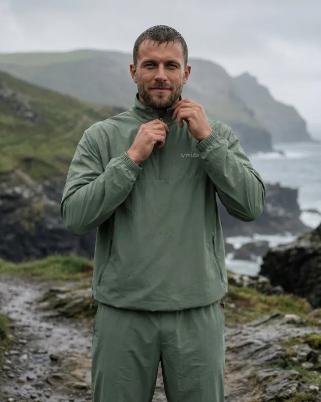 Anywhere Lightweight Half-Zip Jacket - Mineral Green made by Vivida Lifestyle