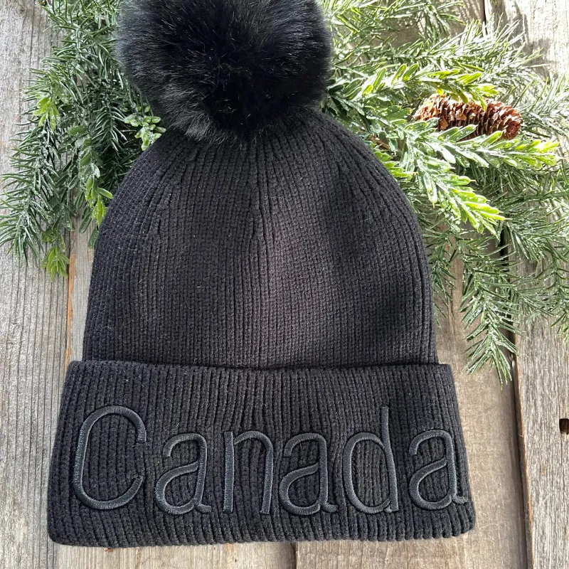 EMBROIDERED CANADA POM POM TOQUE sold by Oh Canada WPG
