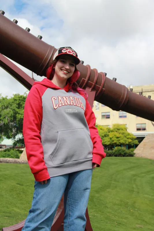 CANADA APPLIQUE RAGLAN SLEEVE HOODIE sold by Oh Canada WPG