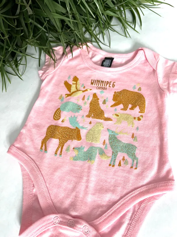 CANADIAN ANIMALS ONESIE sold by Oh Canada WPG