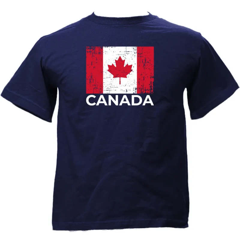 DISTRESSED CANADA FLAG YOUTH T-SHIRT sold by Oh Canada WPG