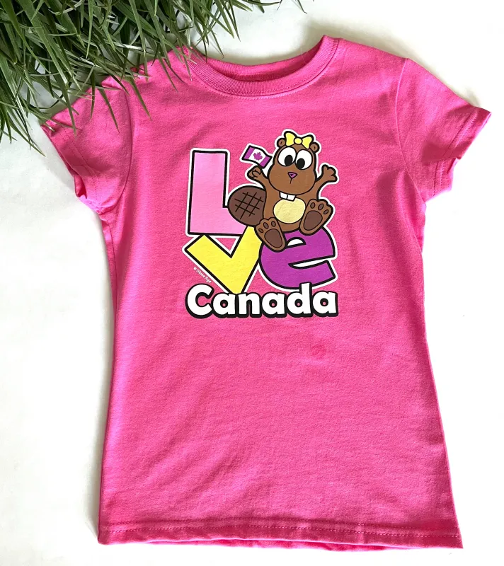 GIRLS BEAVER LOVE T-SHIRT sold by Oh Canada WPG