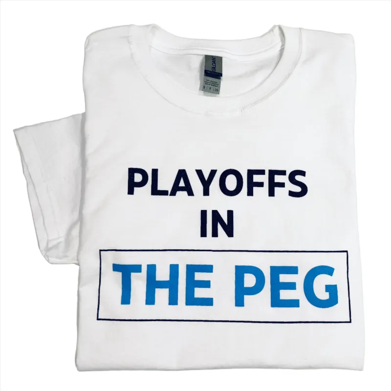 PLAYOFFS IN THE PEG T-SHIRT sold by Oh Canada WPG