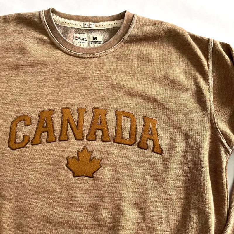 CANADA APPLIQUE ON WASHED CREWNECK sold by Oh Canada WPG