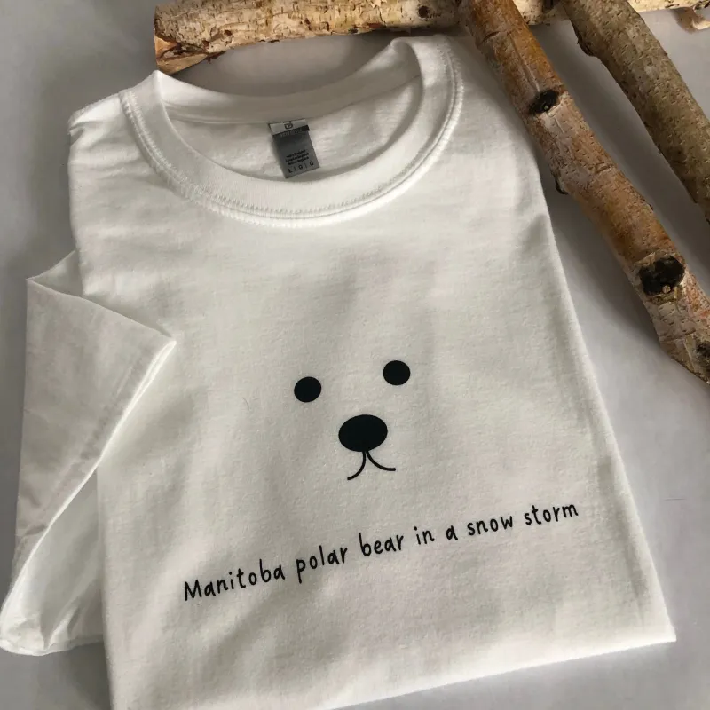 MANITOBA POLAR BEAR IN A SNOW STORM T-SHIRT sold by Oh Canada WPG