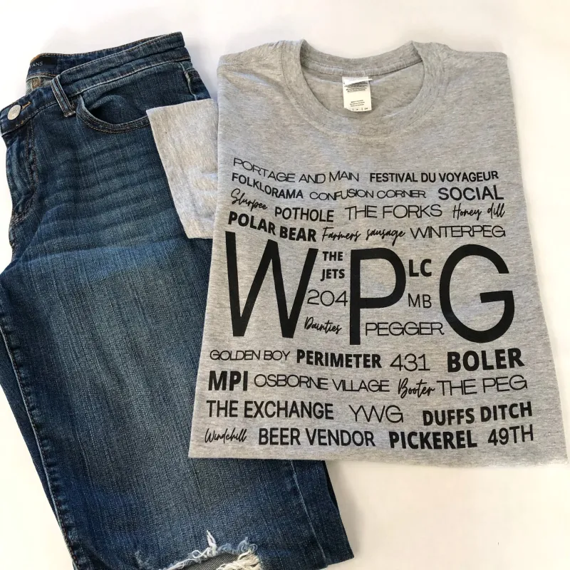 WINNIPEG WORDS T-SHIRT sold by Oh Canada WPG