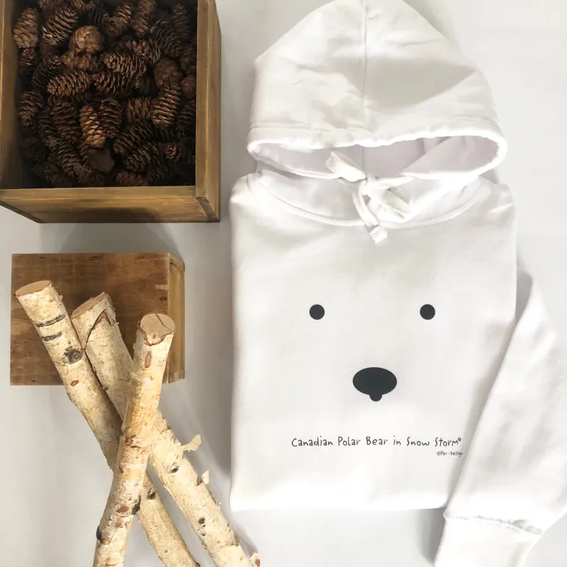 CANADIAN POLAR BEAR IN A SNOW STORM HOODIE sold by Oh Canada WPG