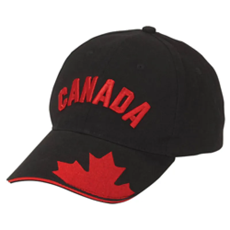 MAPLE LEAF BRIM DETAIL HAT sold by Oh Canada WPG